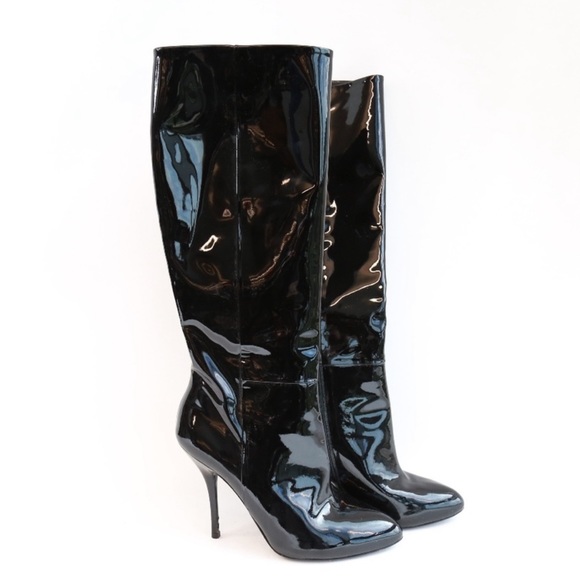 Authentic Gucci Patent Leather Stiletto Boots 7.5 - Picture 1 of 10